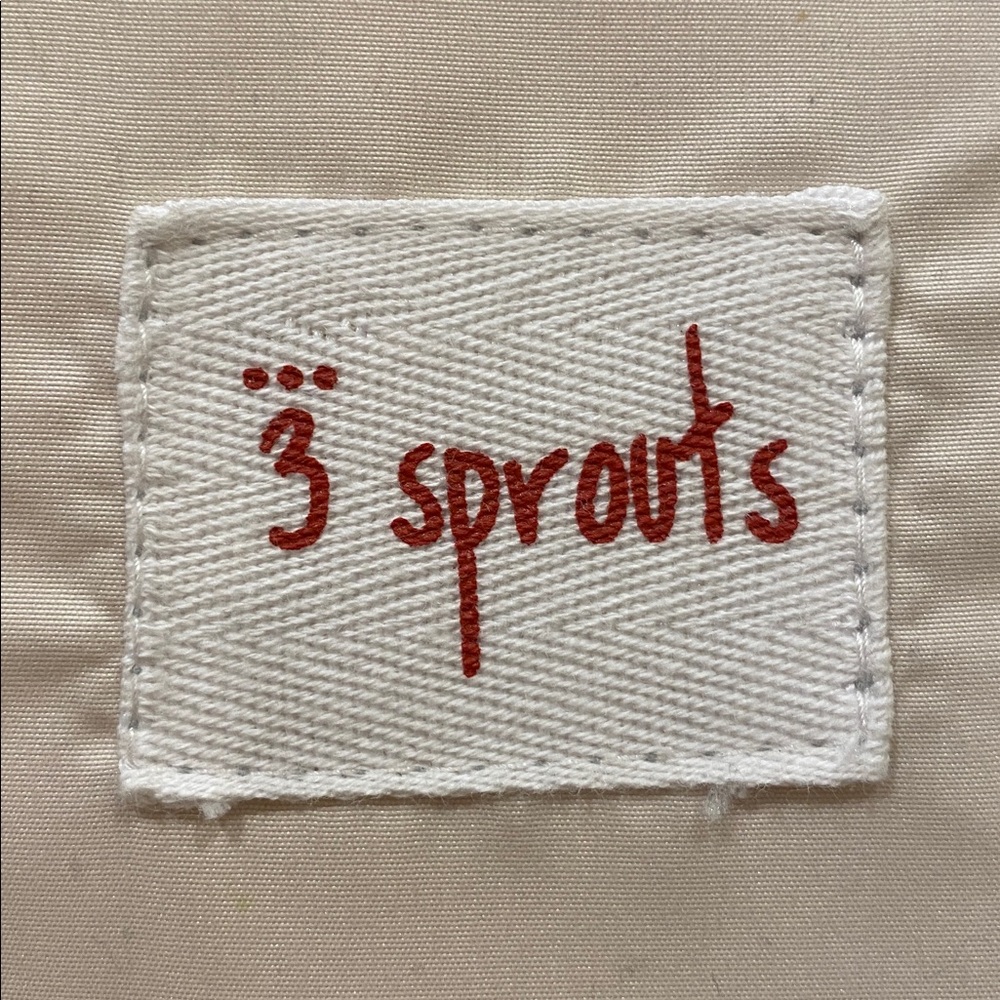 3 Sprouts Canvas Label Accent - Red Script on Cream Patch - Picture 3 of 3
